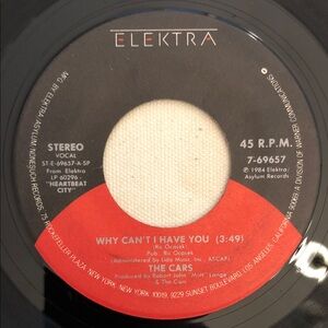 The Cars Vinyl 45 Record Why Can’t I Have You/ Breakaway